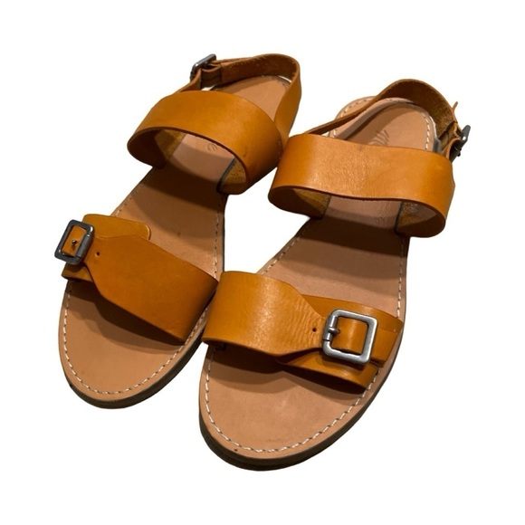 MADEWELL The Boardwalk Buckle Sandal Cognac Smooth Leather Sz 7.5 - Picture 3 of 6